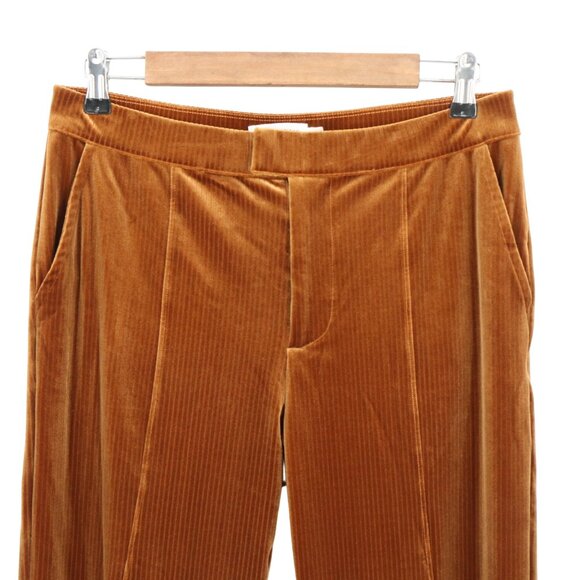 Good American Copper Brown Striped High Waisted Soft Shiny Velour Pants L 3 - Picture 3 of 6